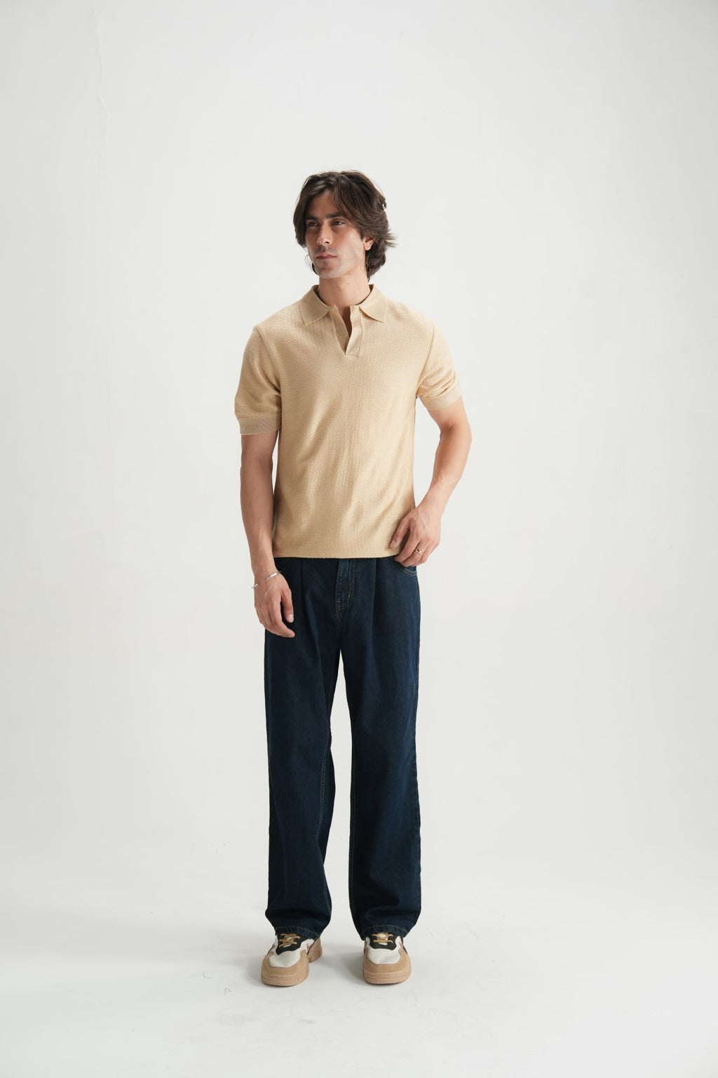 Almond Buff Jacquard Polo