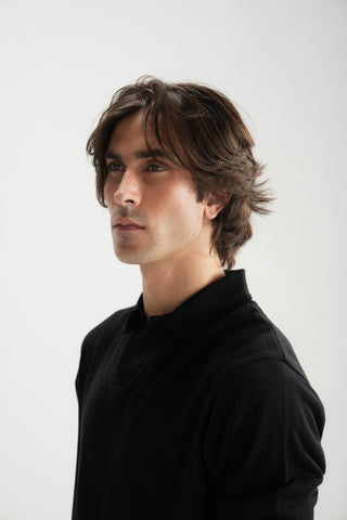 Jet Black Jacquard Polo