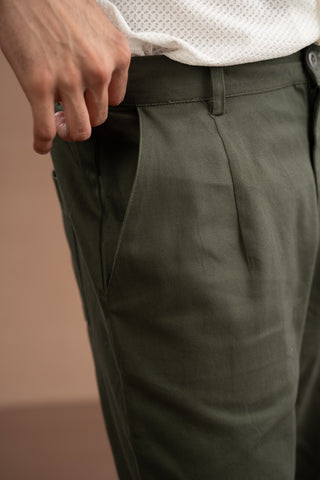 Regular Fit Pants - Bronze Green