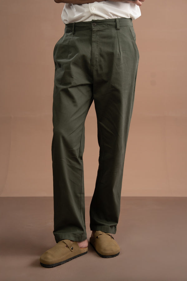 Regular Fit Pants - Bronze Green