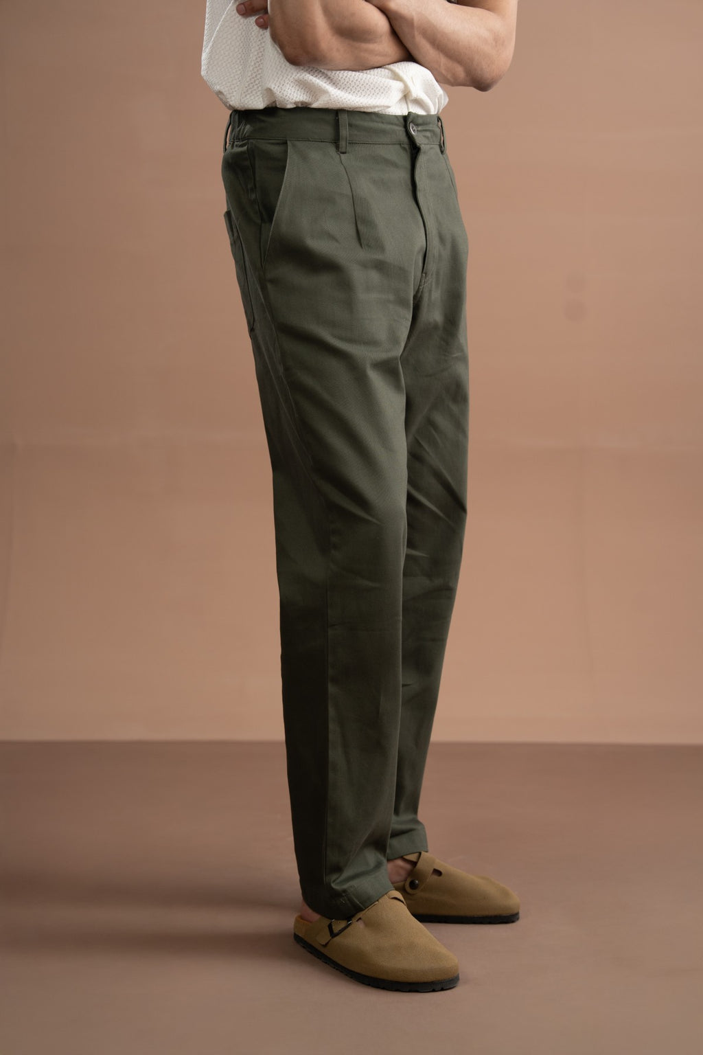 Regular Fit Pants - Bronze Green
