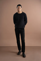 Cable Knitted Sweater - Black