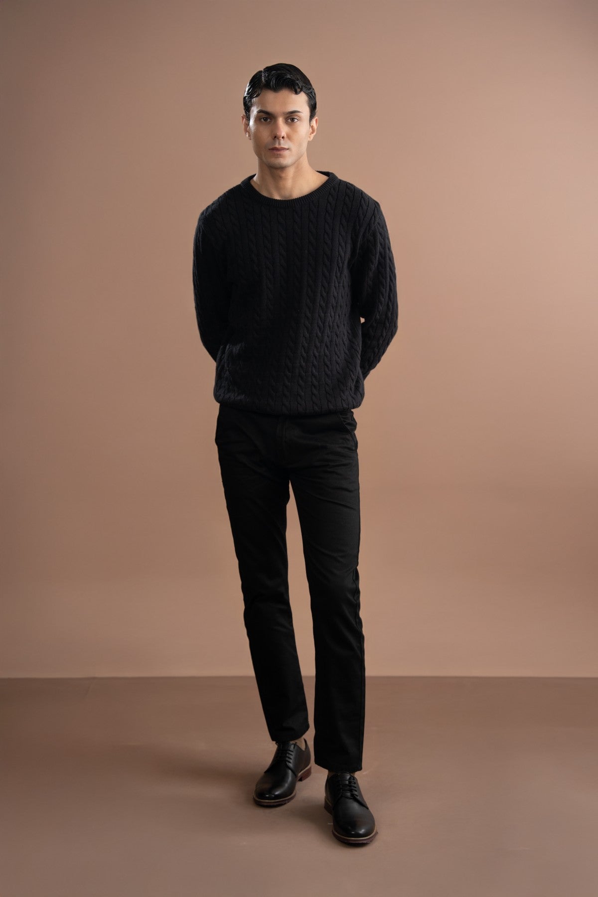 Cable Knitted Sweater - Black