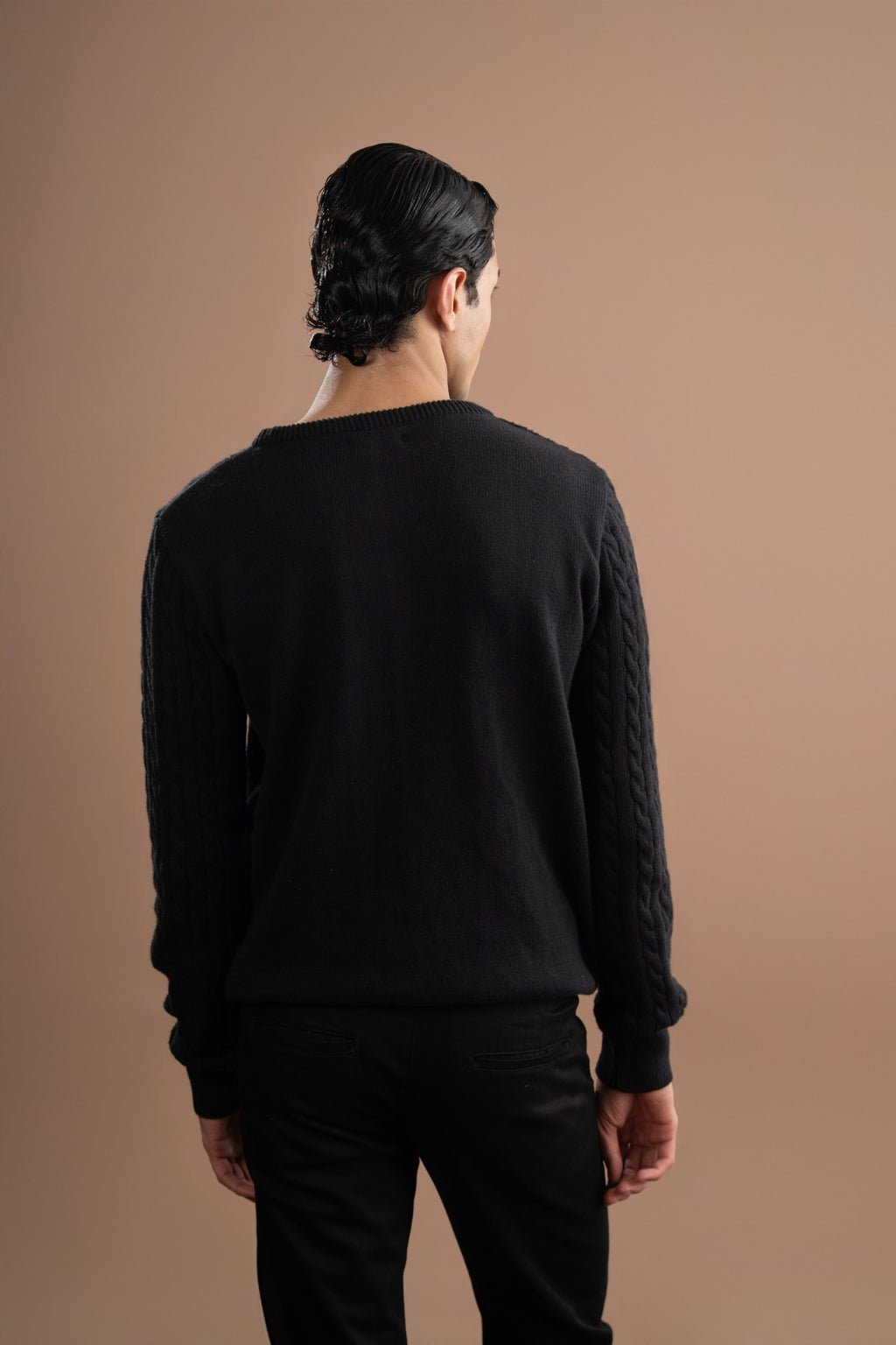 Cable Knitted Sweater - Black