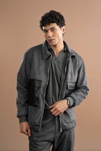 Suede Shacket - Steel Grey