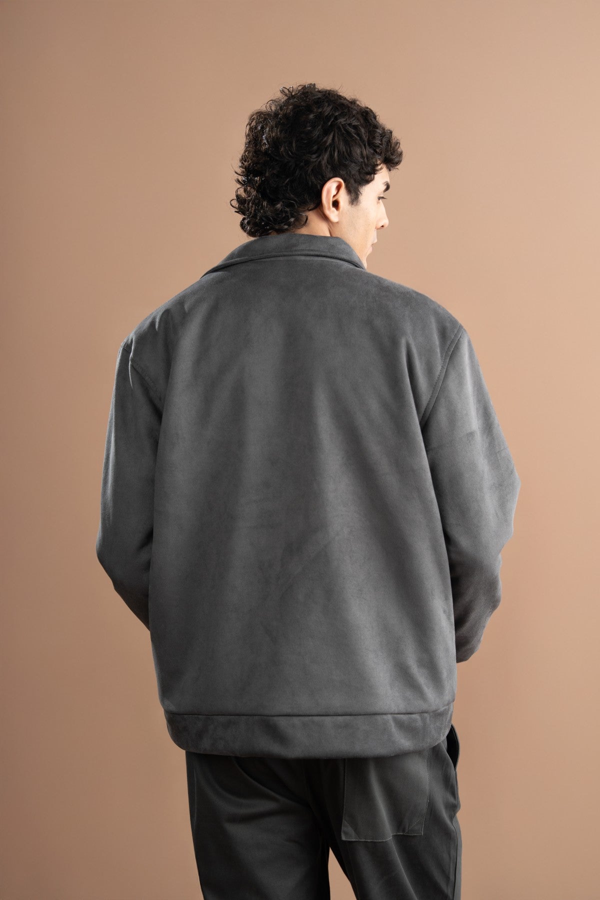Suede Shacket - Steel Grey