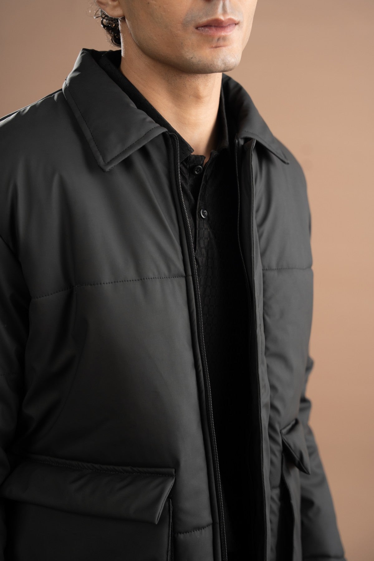 Parachute Puffer Jacket - Pirate Black