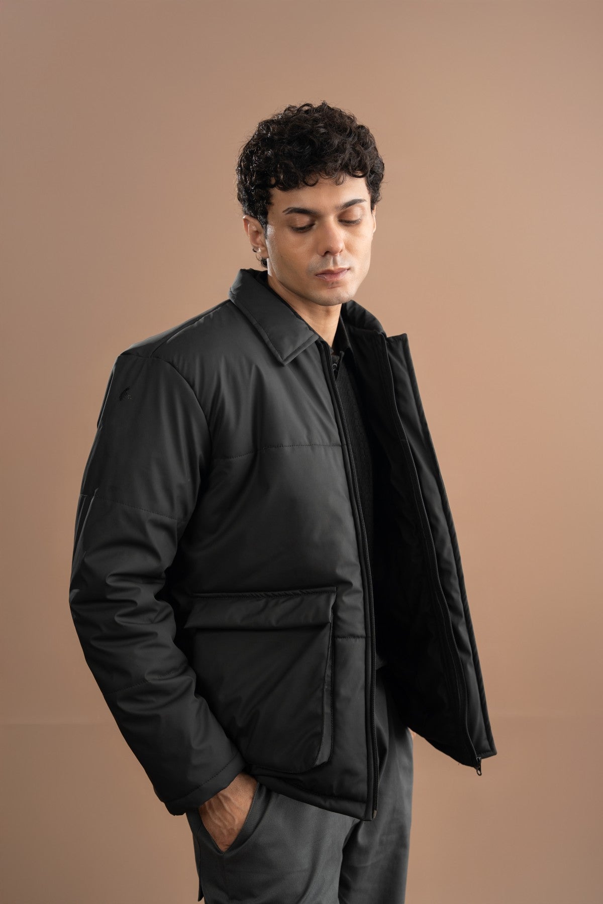 Parachute Puffer Jacket - Pirate Black