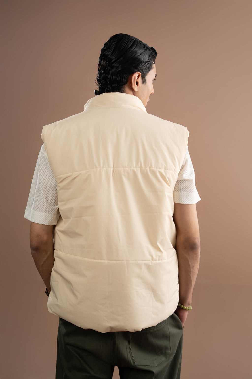 Sleeveless Puffer Jacket - Seed Pearl