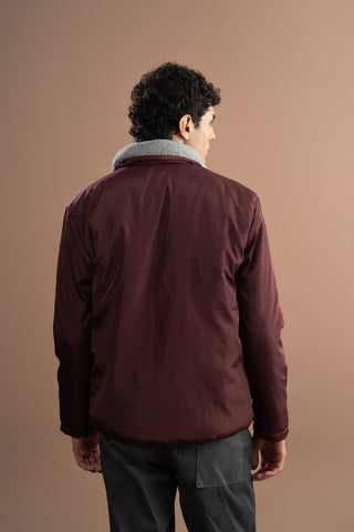 Full Sleeves Puffer Jacket - Plum Wine