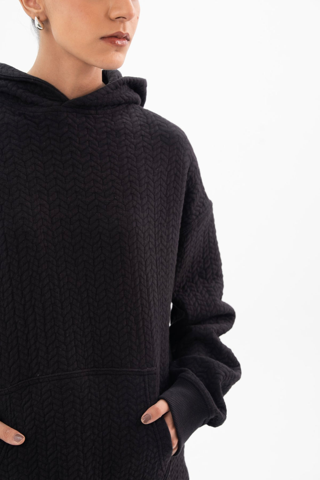 Heavy Self Textured Hoodie - Women