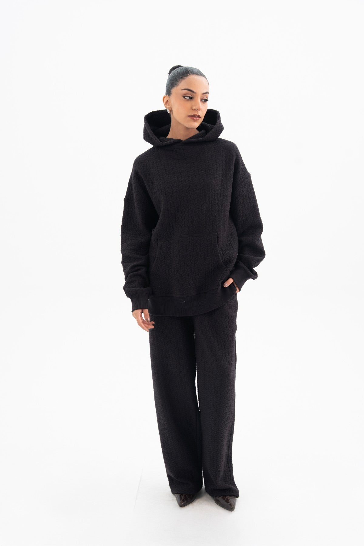 Heavy Self Textured Hoodie - Women Main image