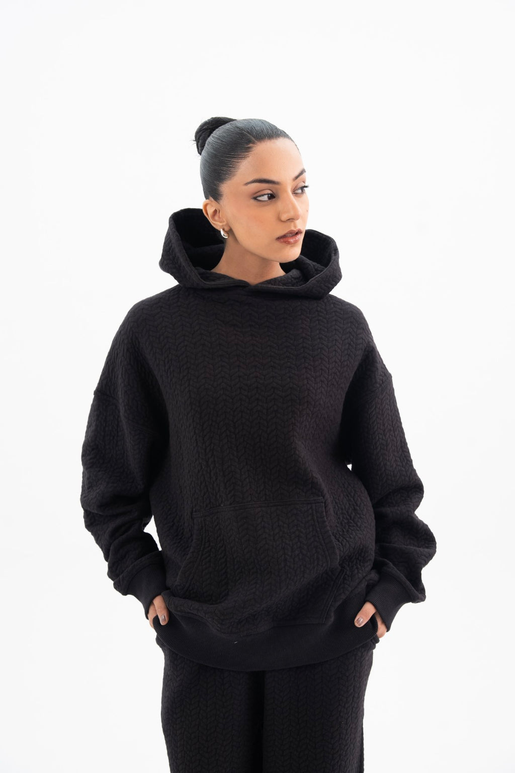 Heavy Self Textured Hoodie - Women