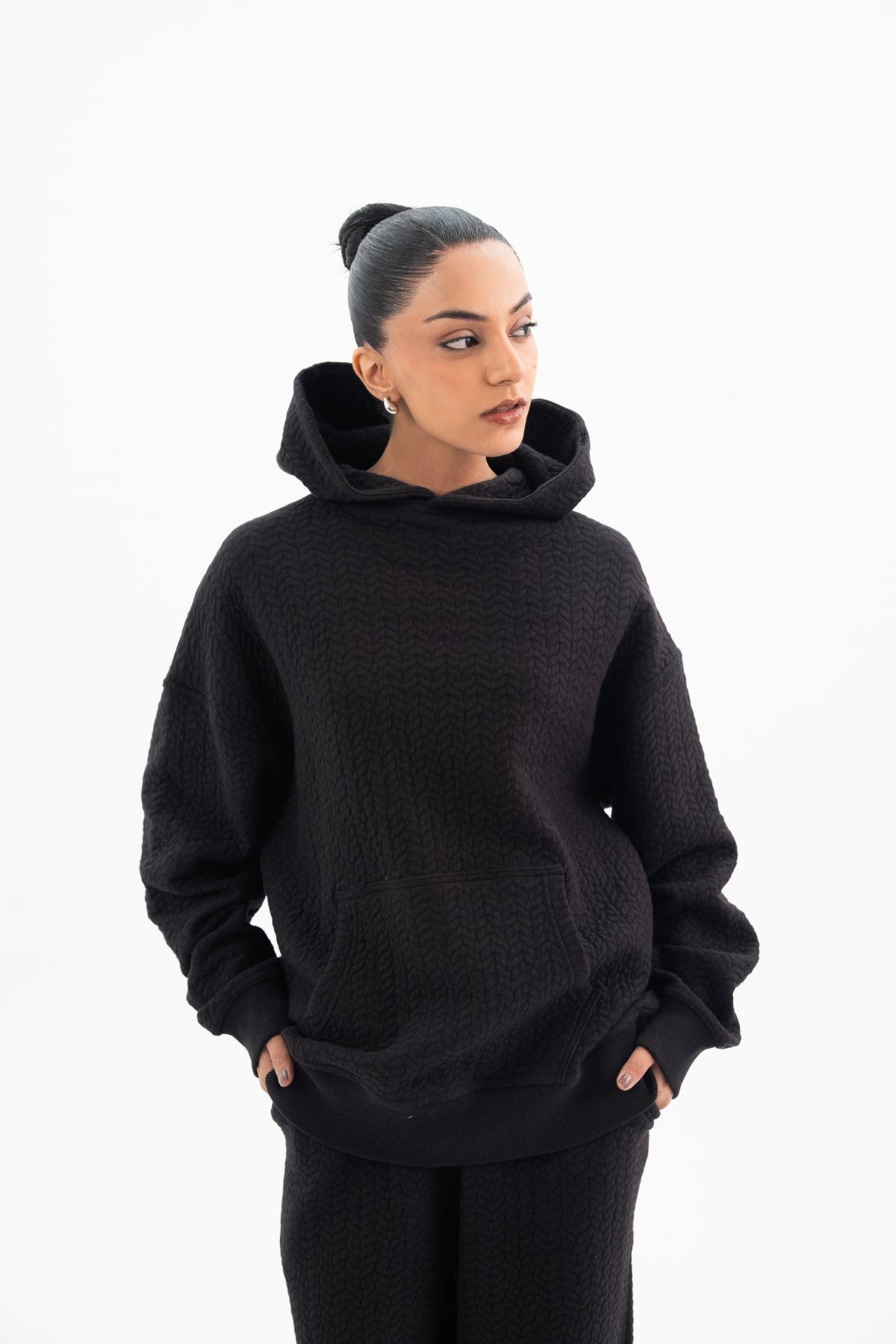 Heavy Self Textured Hoodie - Women