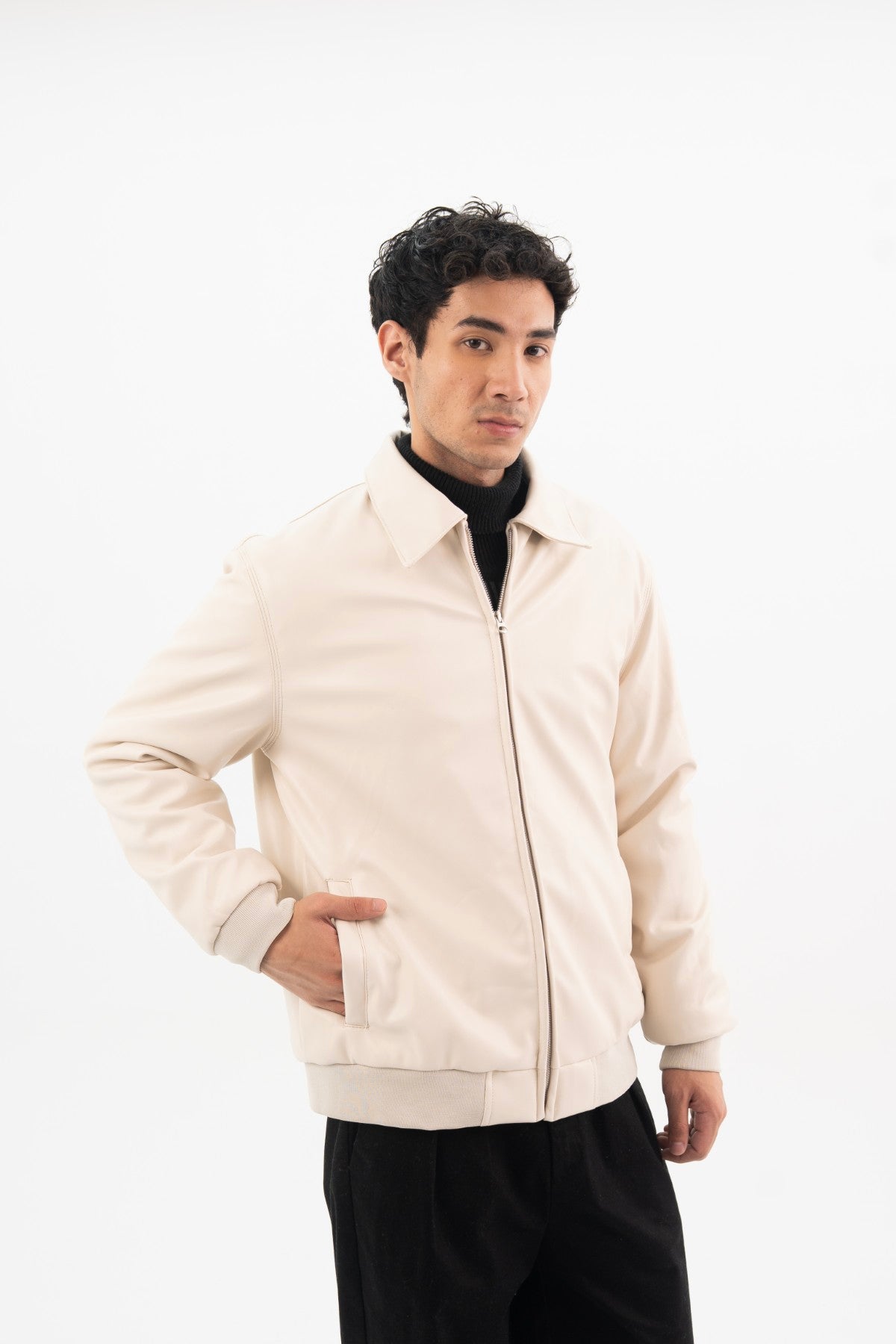 White Leather Jacket Secondary image