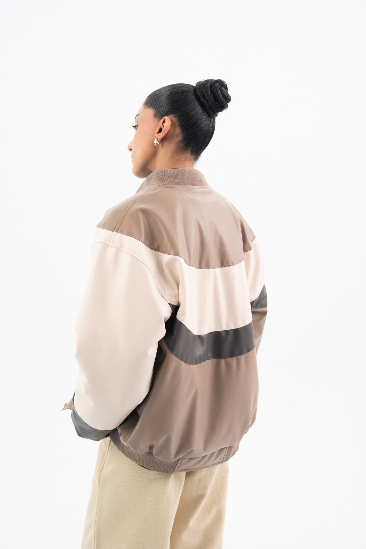 Leather Jacket With Panels - Women