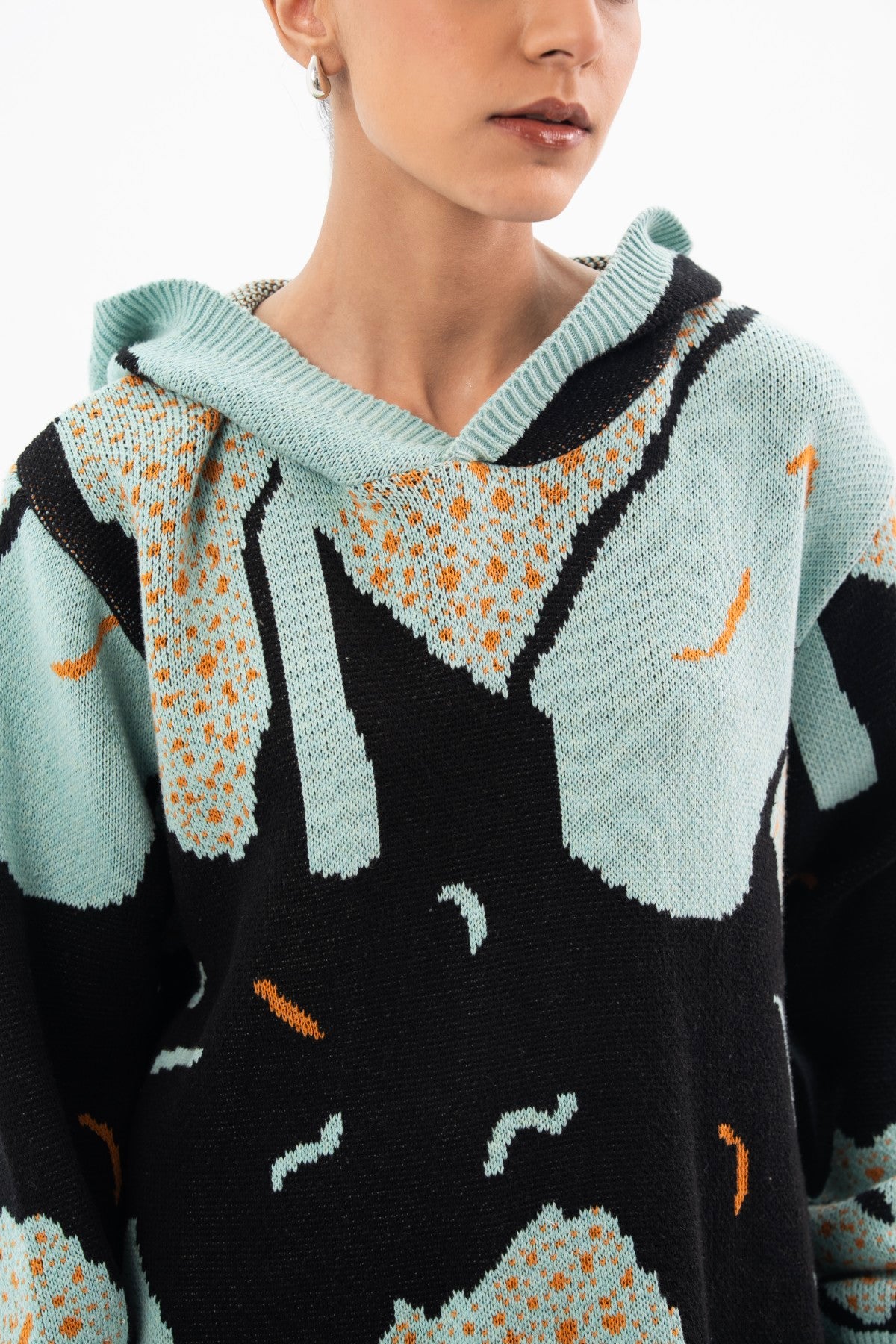 Abstract Knitted Hoodie - Women