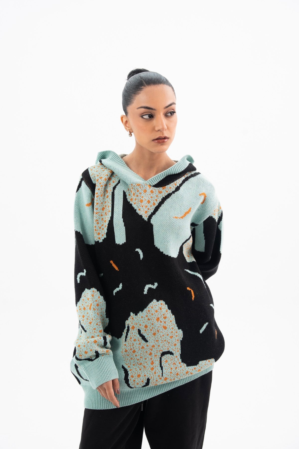 Abstract Knitted Hoodie - Women Secondary image