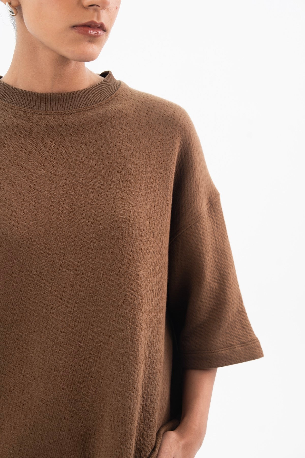 Otter Brown Jacquard Tee - Women