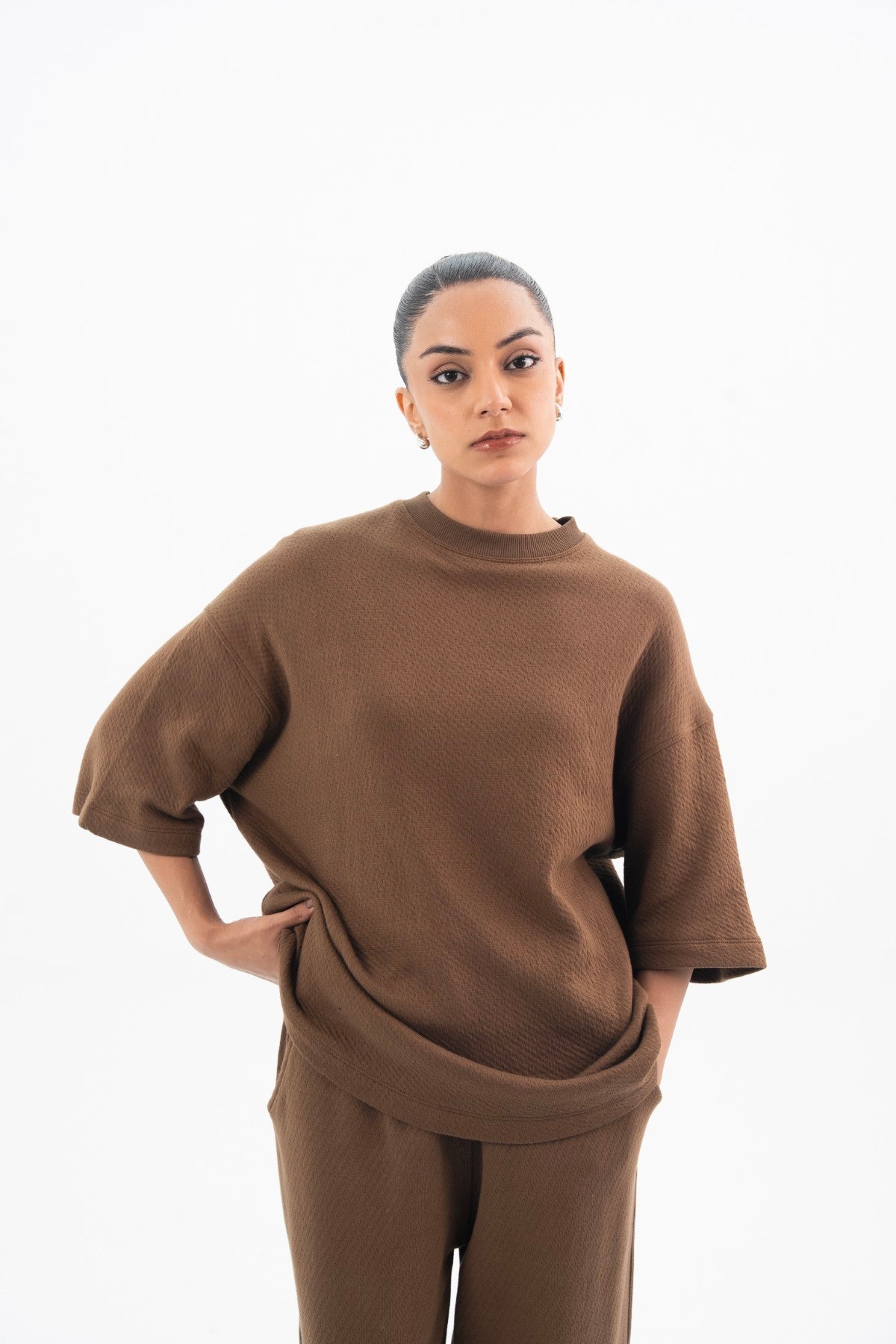 Otter Brown Jacquard Tee - Women Secondary image