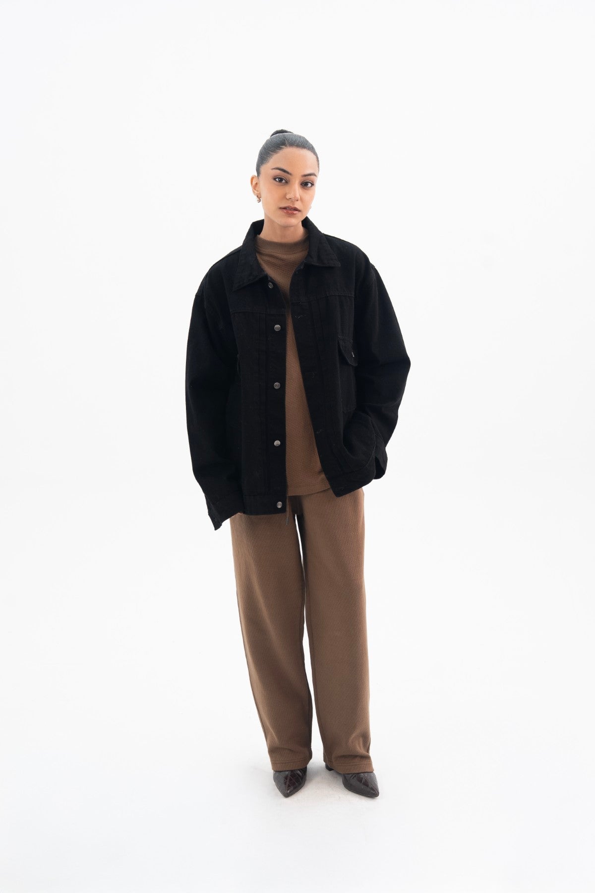 Black Denim Trucker Jacket - Women