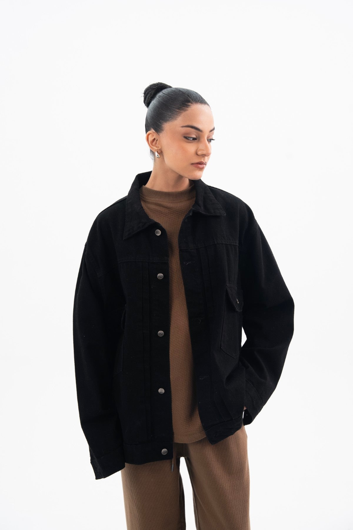 Black Denim Trucker Jacket - Women