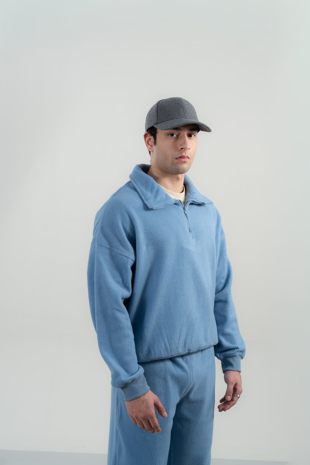 Blue Mock-neck Sweatshirt