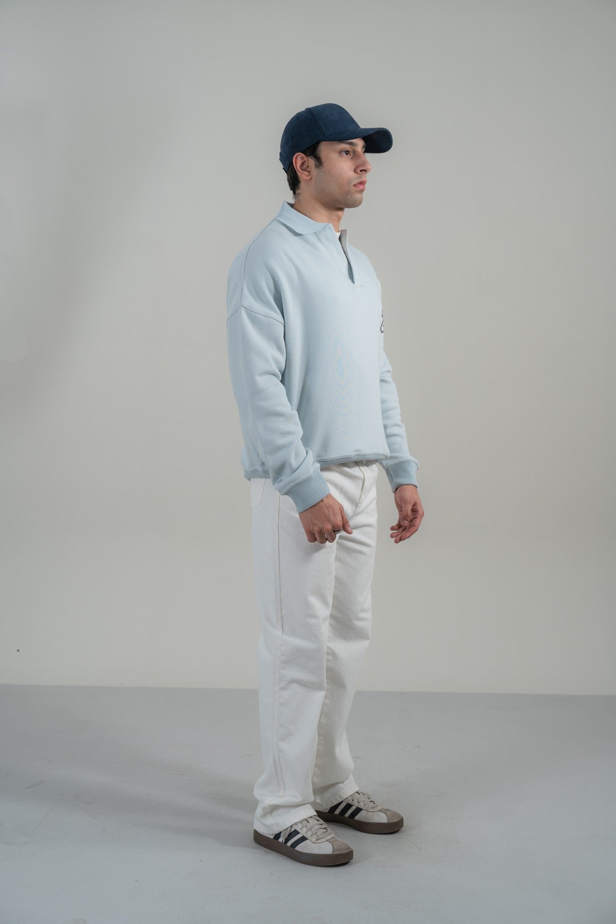 Embroidered Polo Style Sweatshirt