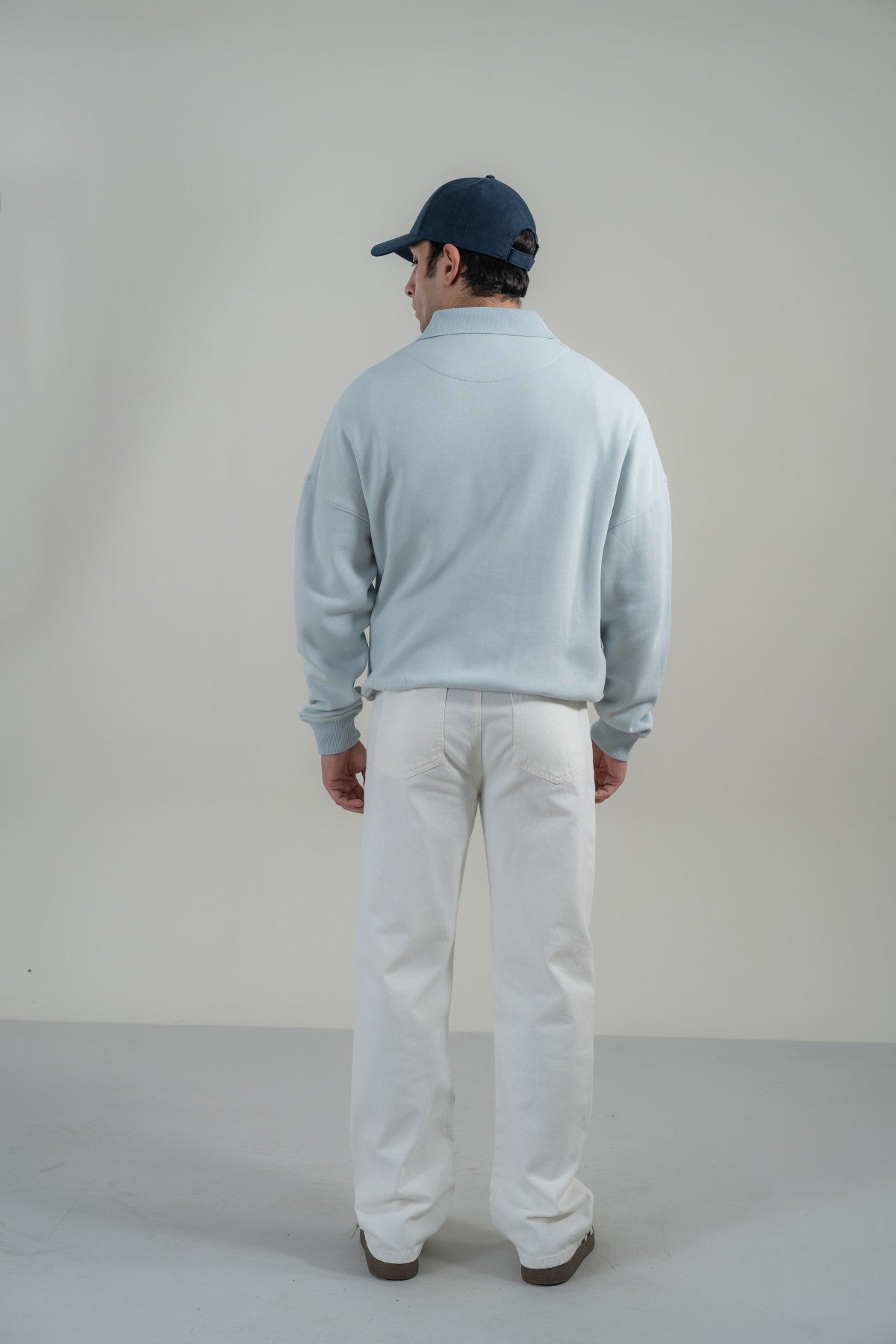 Embroidered Polo Style Sweatshirt