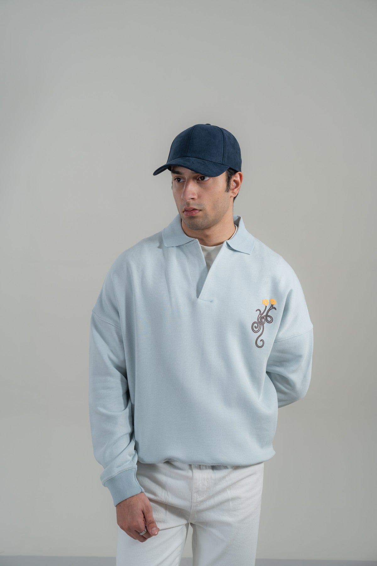 Embroidered Polo Style Sweatshirt Main image