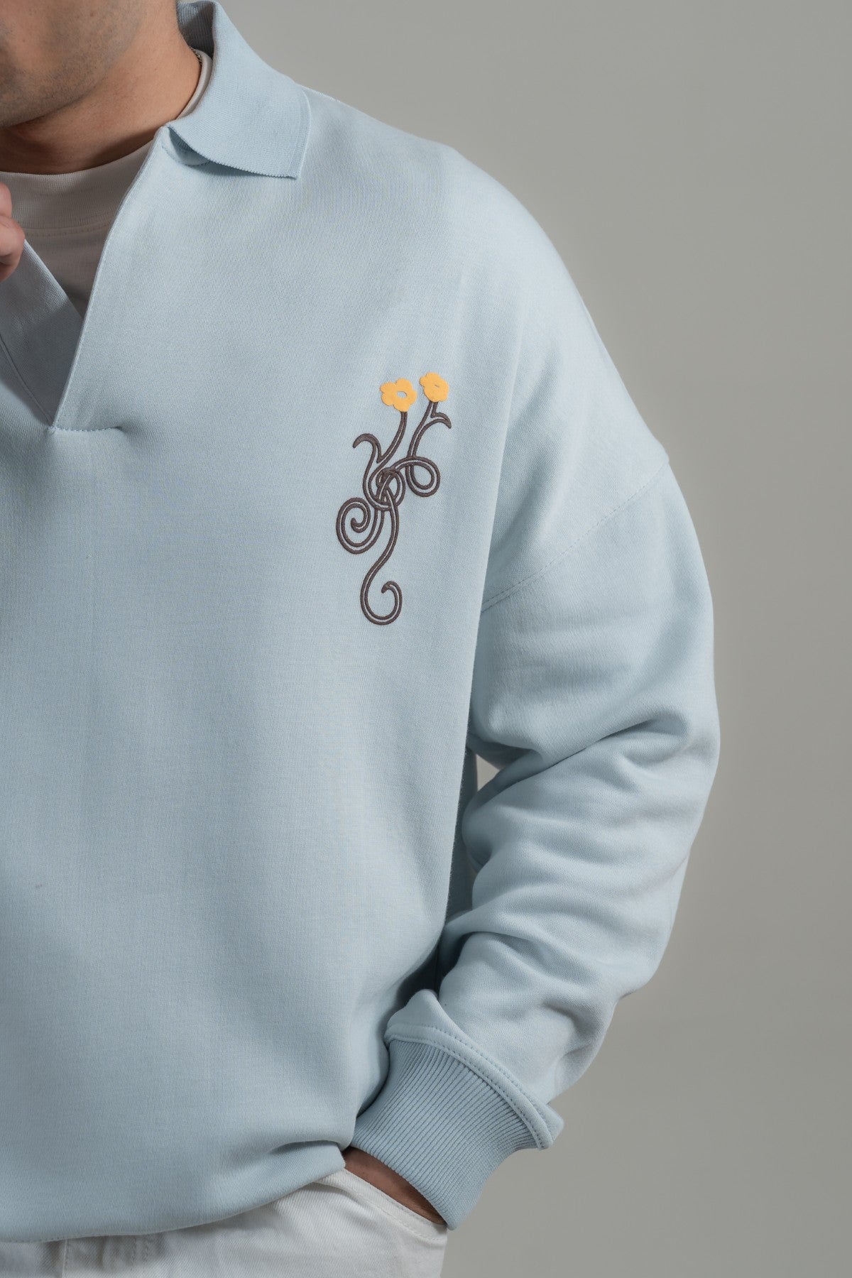 Embroidered Polo Style Sweatshirt Secondary image