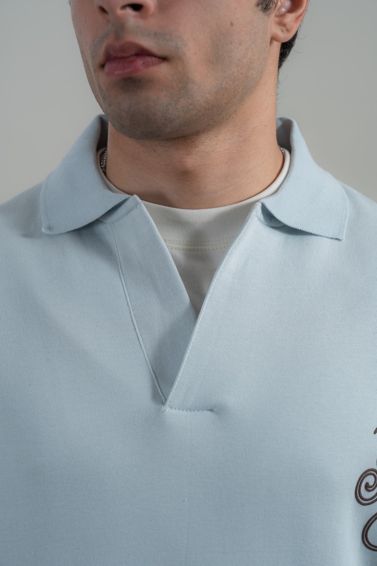 Embroidered Polo Style Sweatshirt