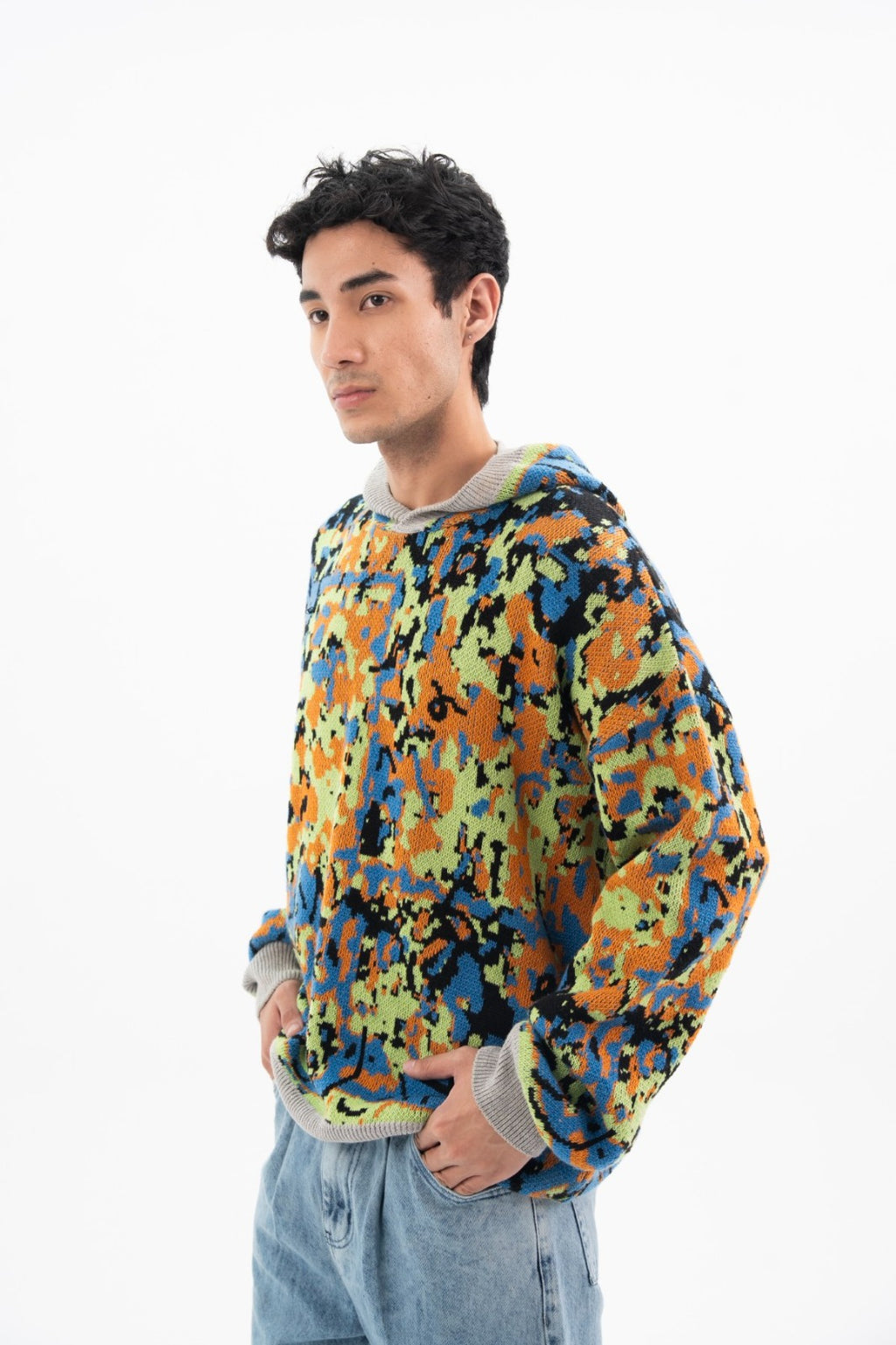 Abstract Knitted Hoodie