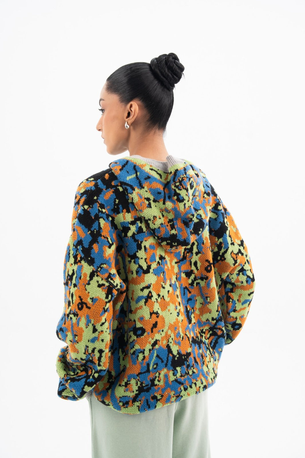 Abstract Knitted Hoodie - Women