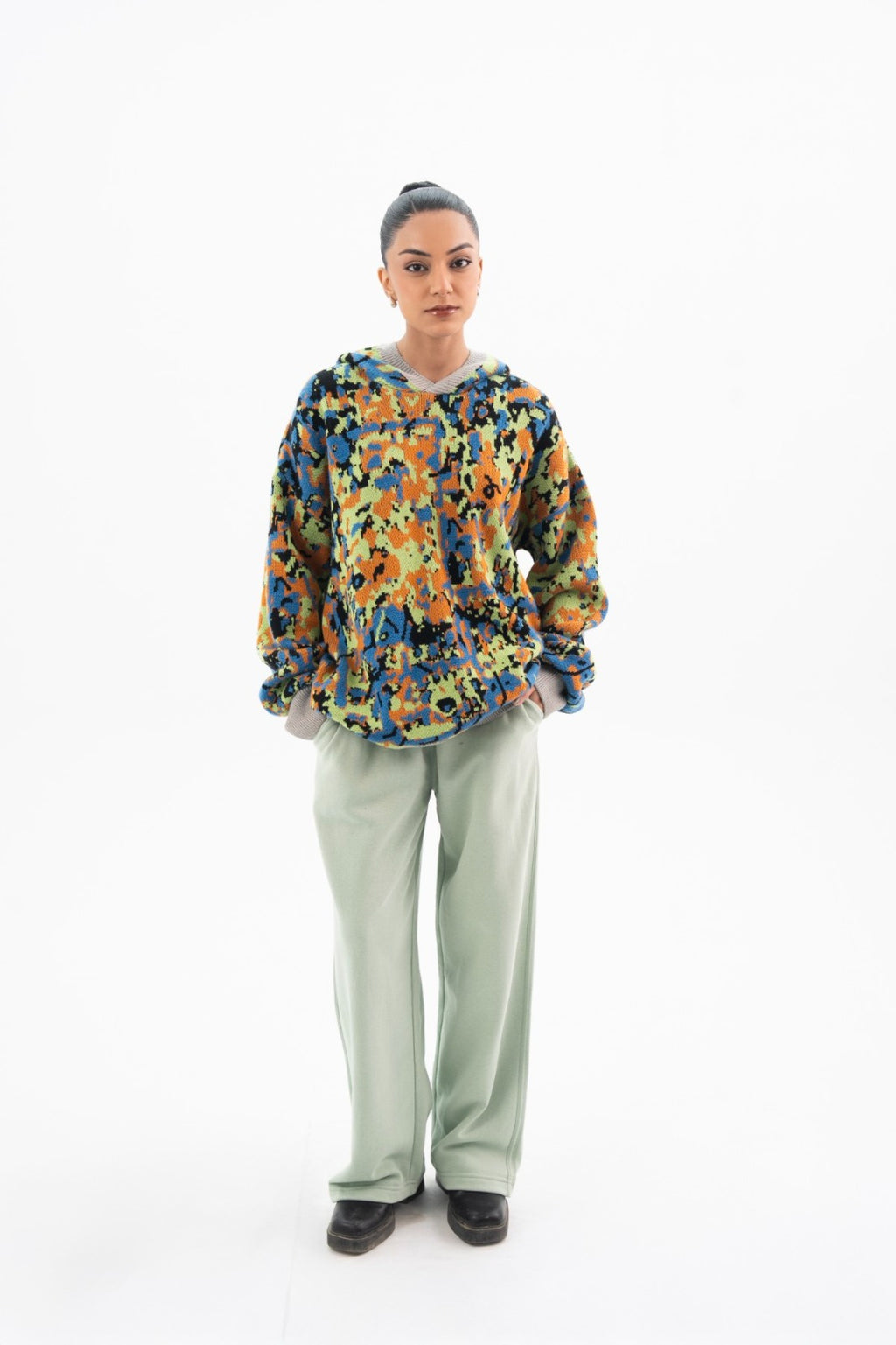 Abstract Knitted Hoodie - Women