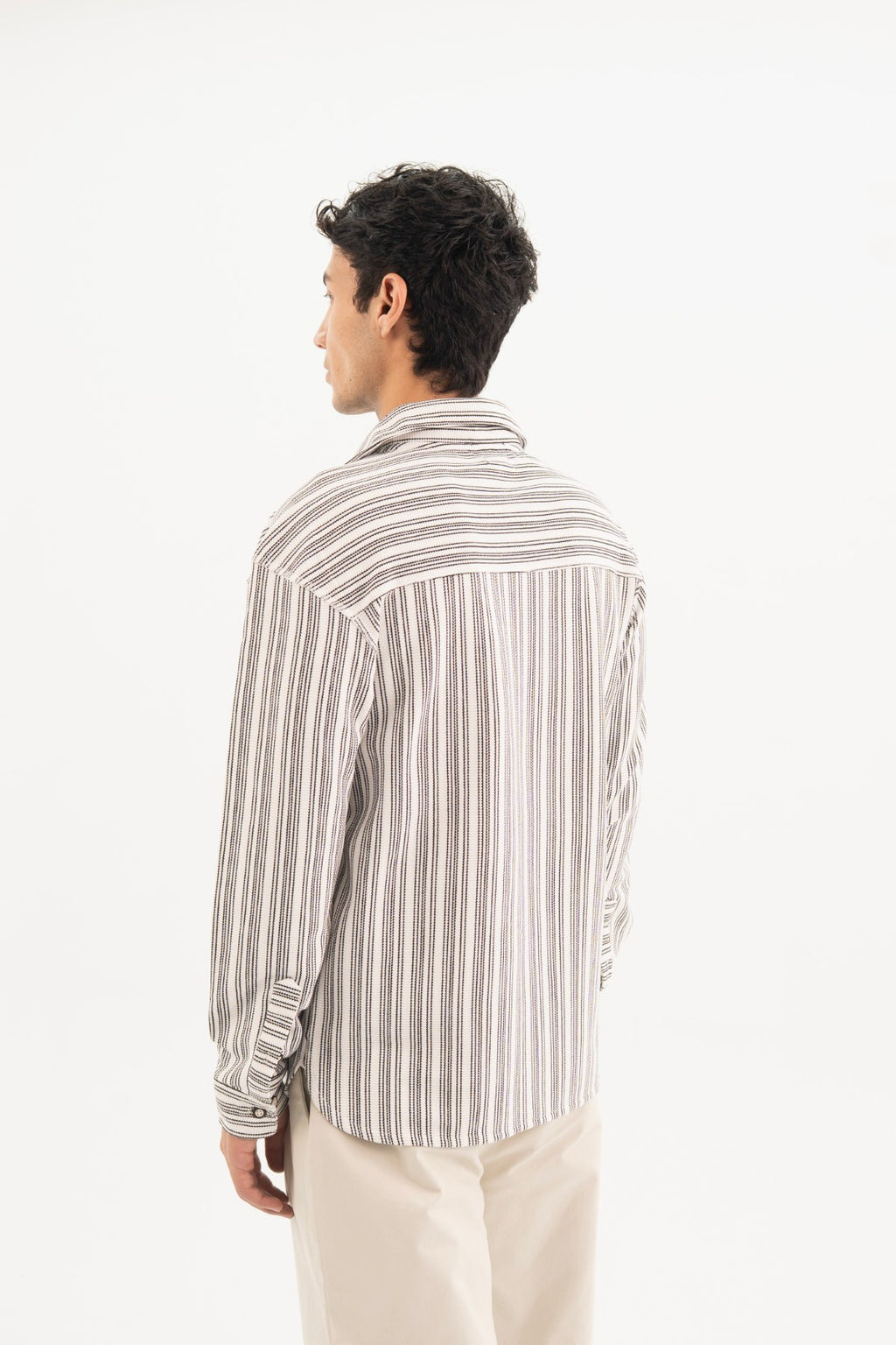 White On Black Pintex Stripes Classic Shirt