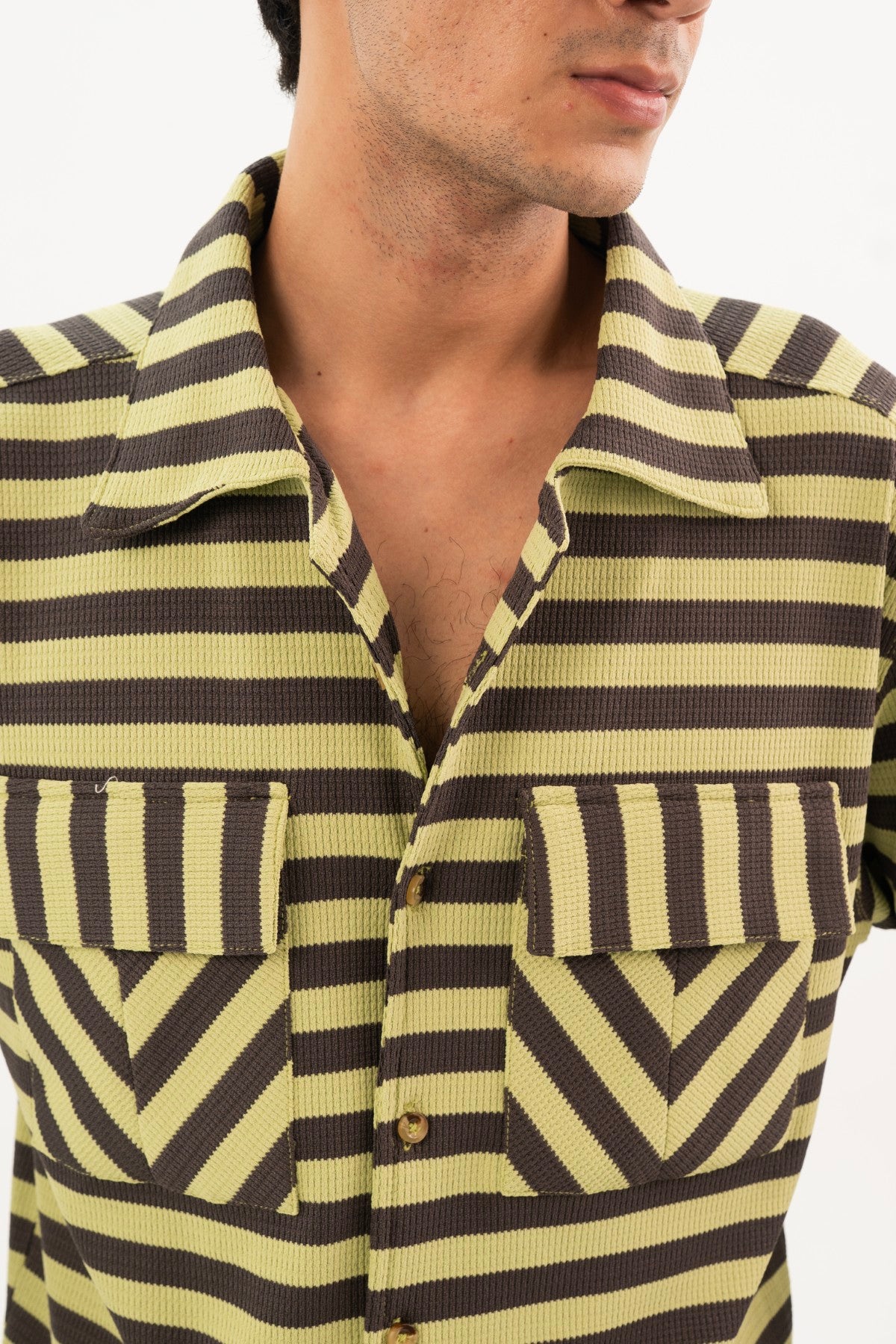 Green with grey Stripes Classic Shirt