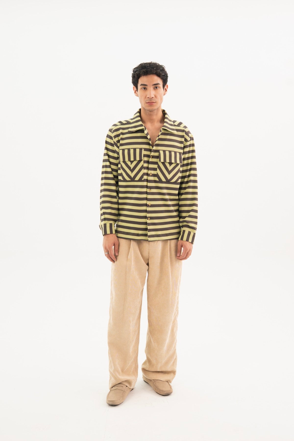 Green with grey Stripes Classic Shirt