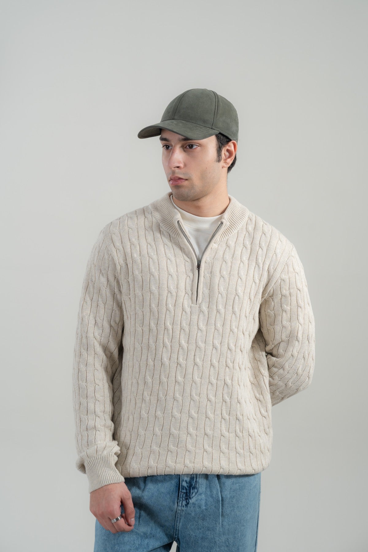 Cable Knitted Mock Neck Sweater Main image