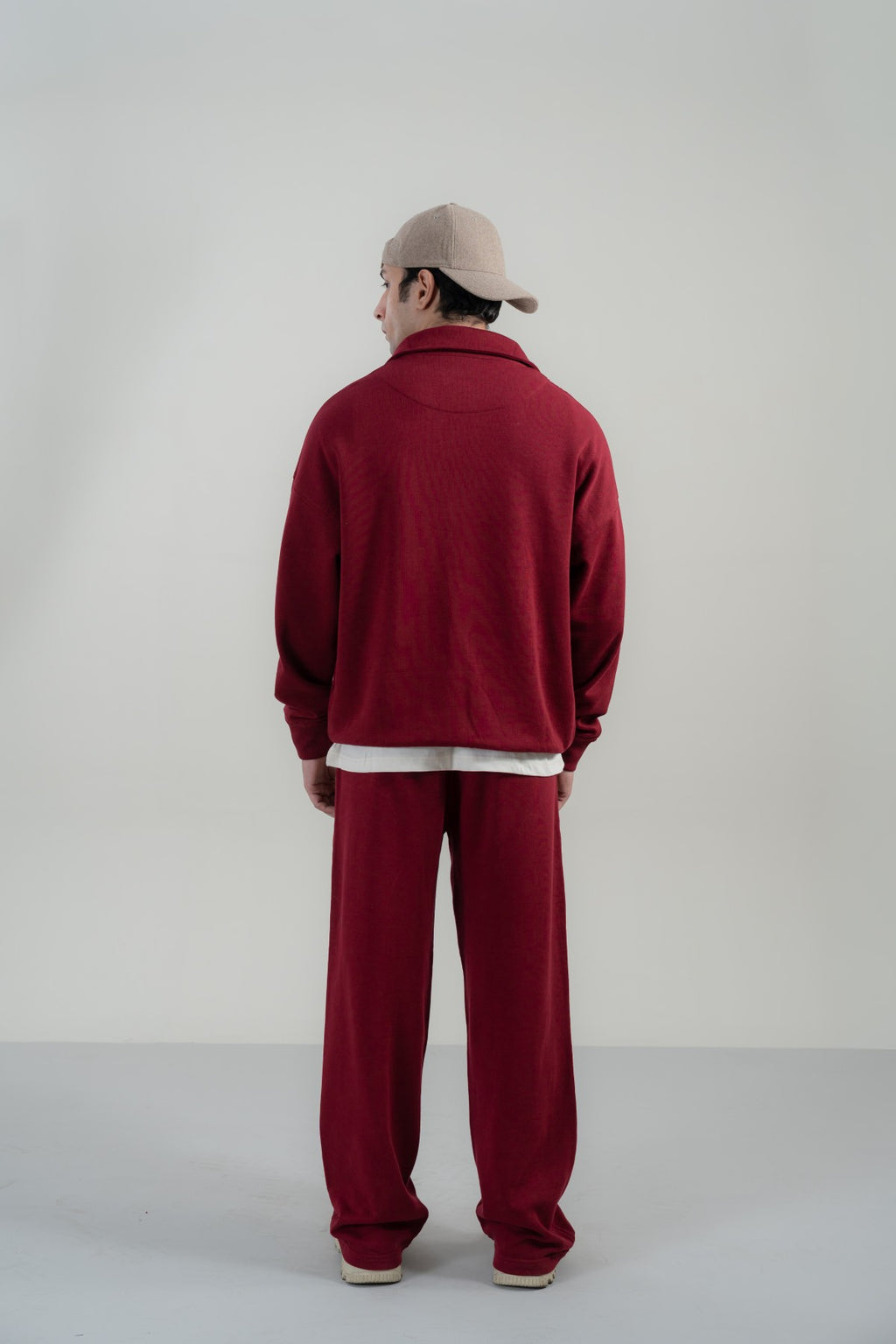 Wine Red Printed Mockneck sweatshirt