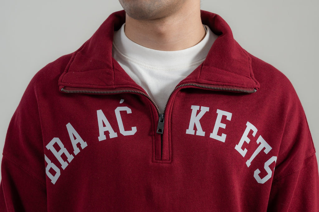 Wine Red Printed Mockneck sweatshirt