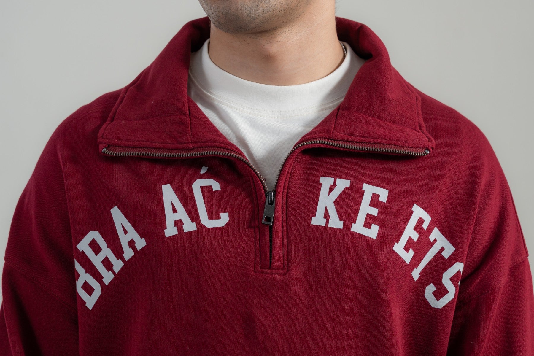 Wine Red Printed Mockneck sweatshirt