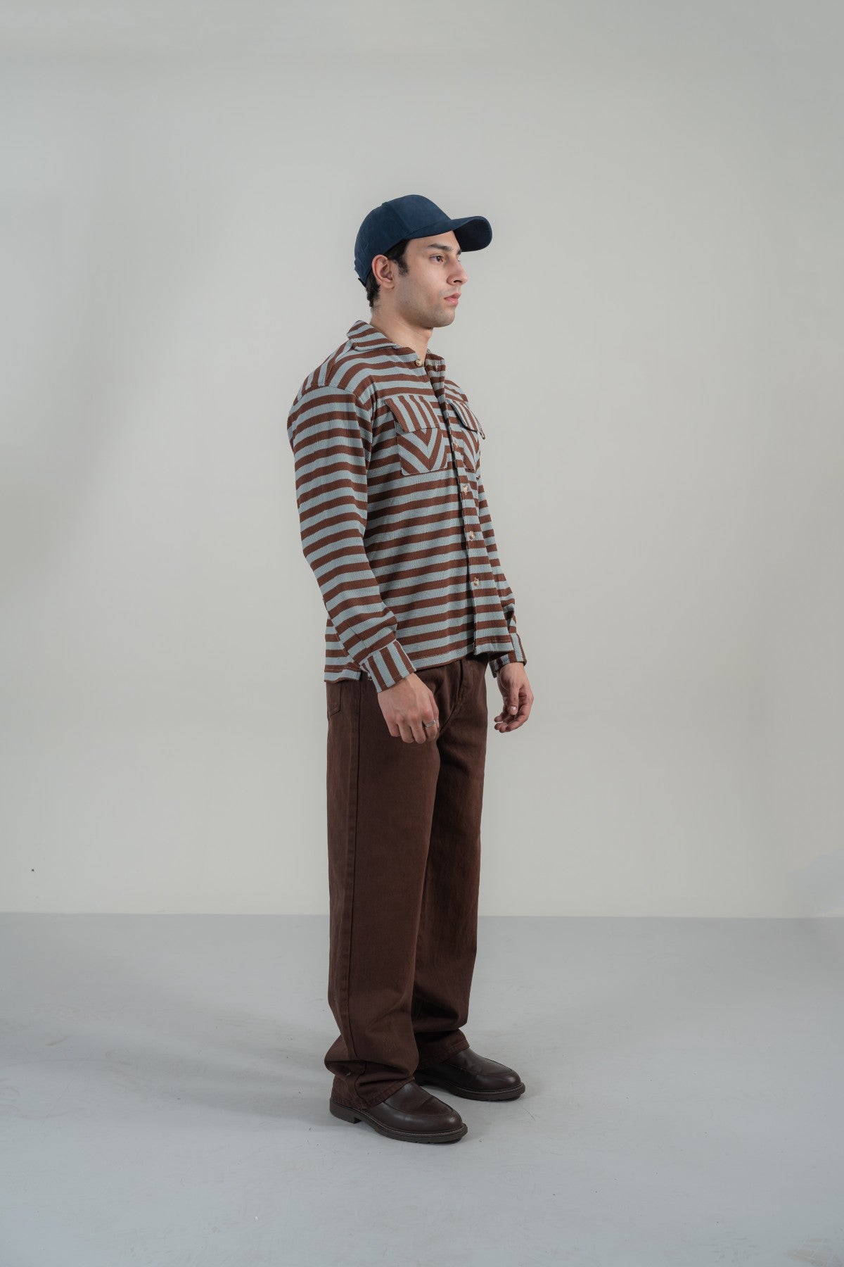 Rust Brown with Aqua Stripes Classic Shirt