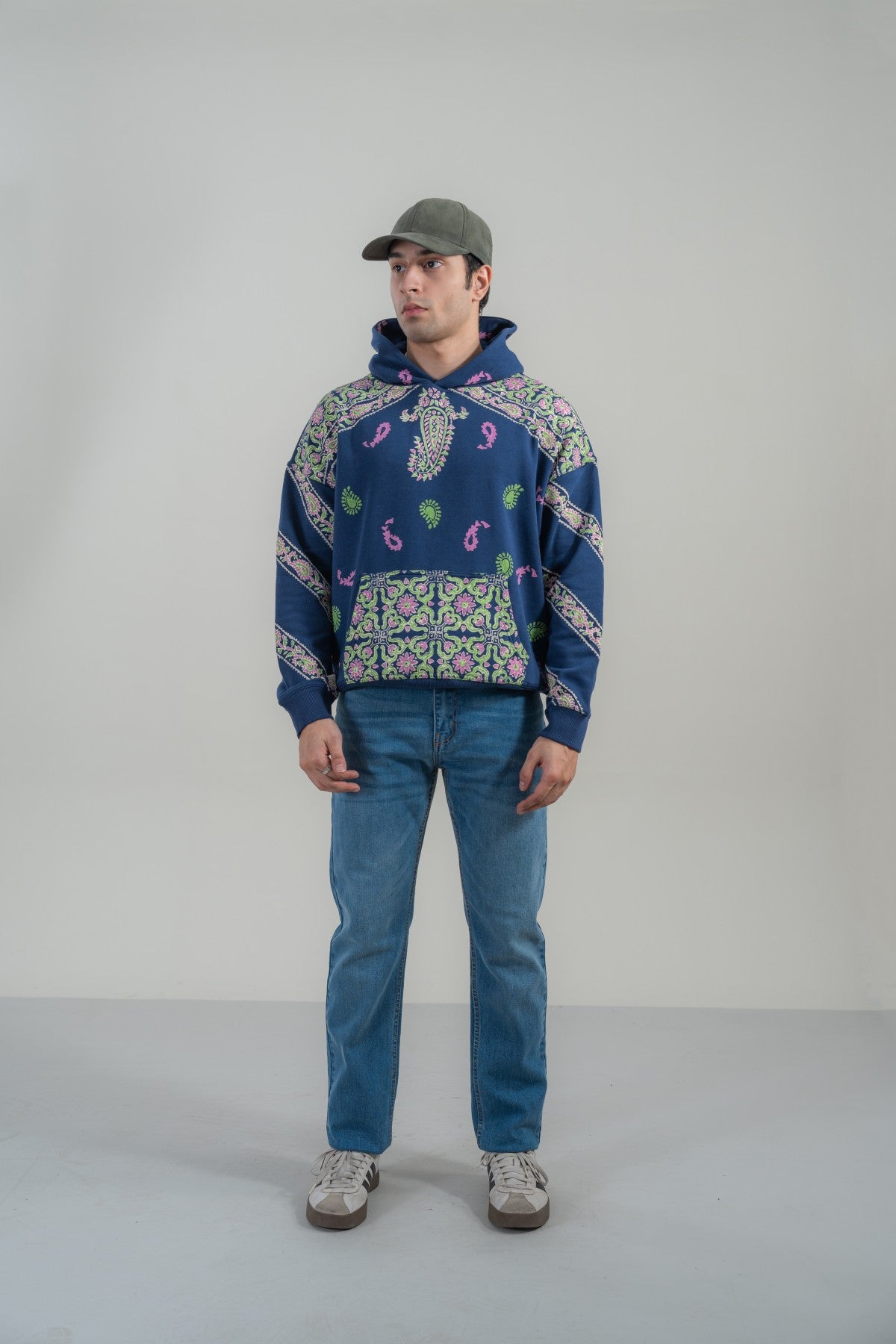 Indigo Block Printed Hoodie Main image