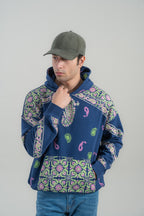 Indigo Block Printed Hoodie