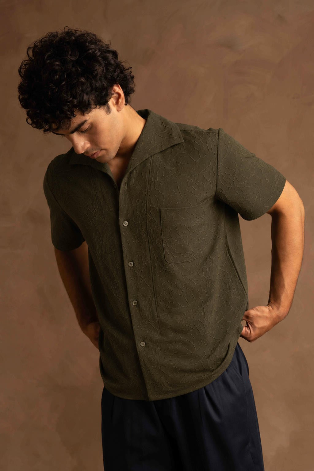 Resort Half Sleeve In Textured Fabric