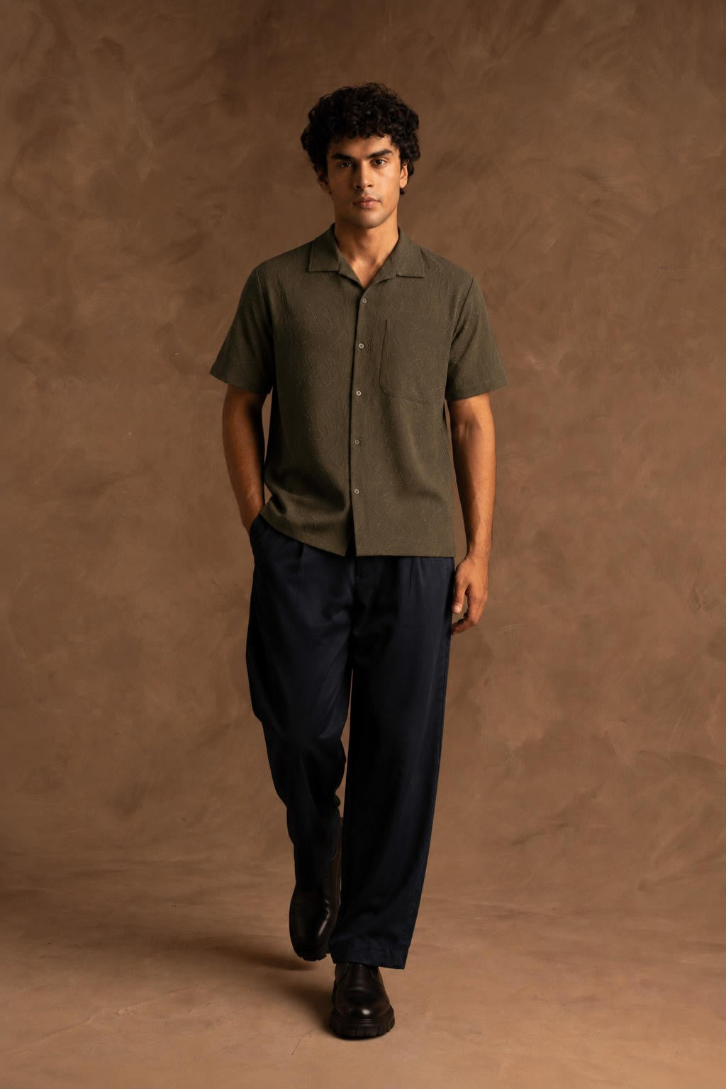 Resort Half Sleeve In Textured Fabric