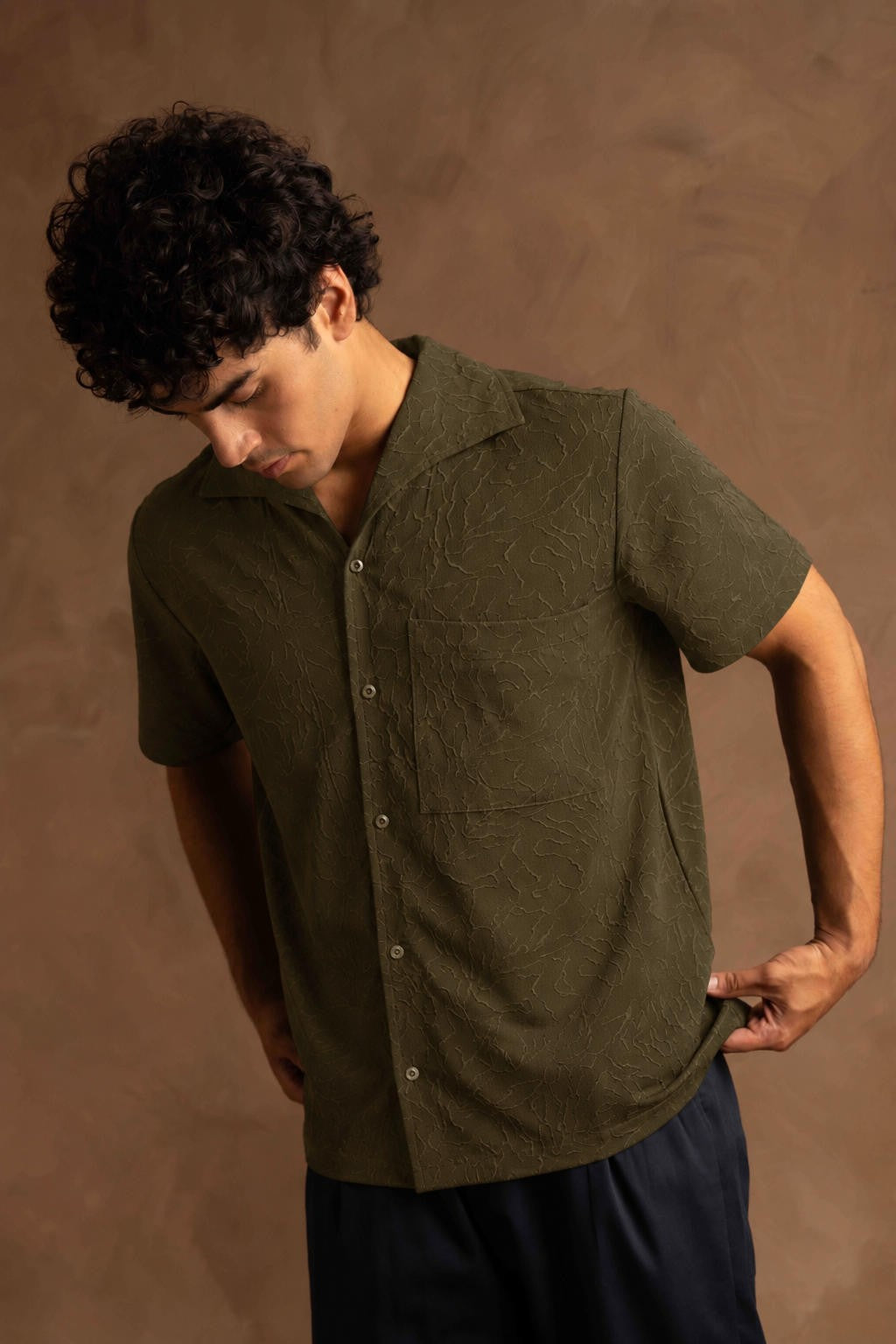 Resort Half Sleeve In Textured Fabric