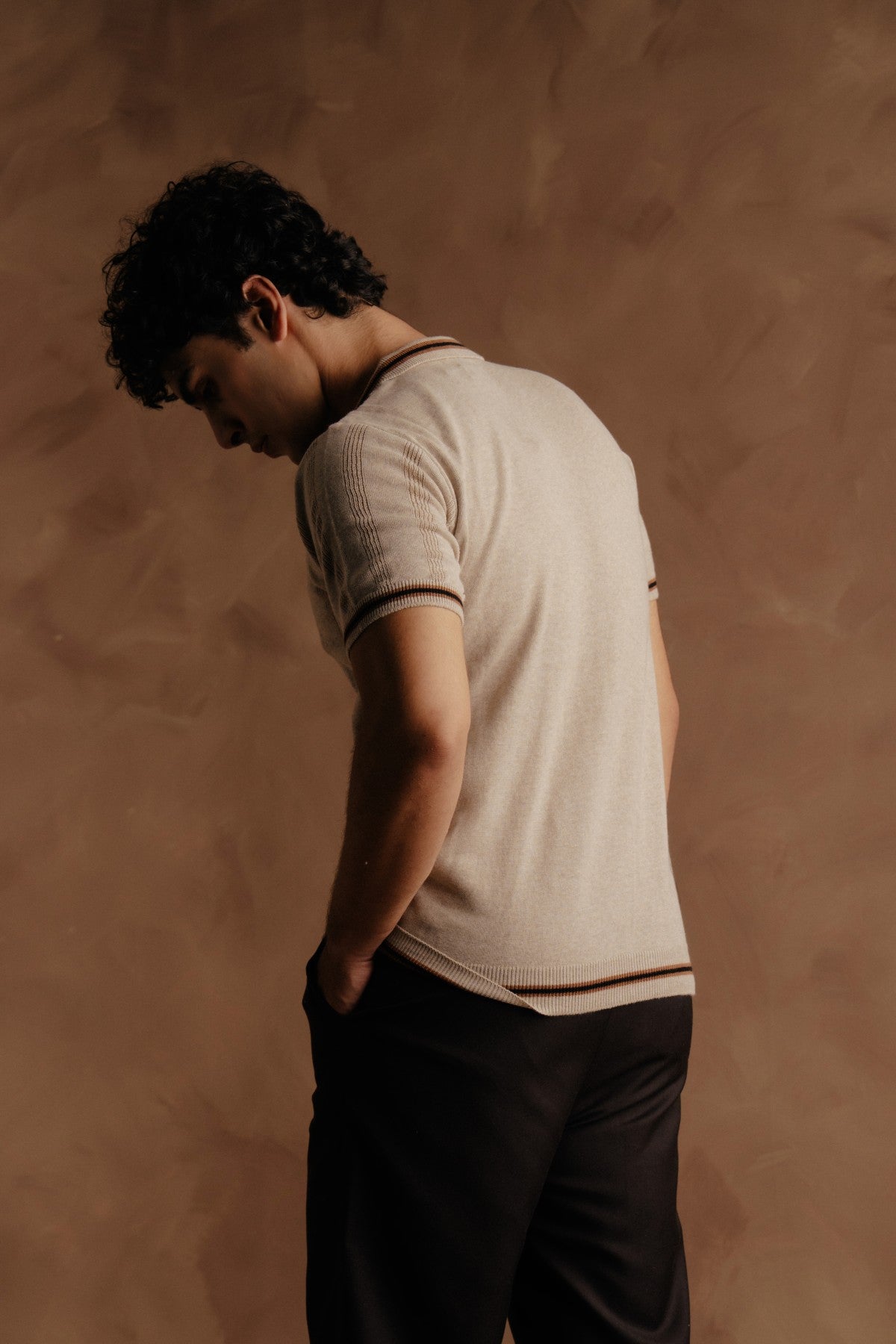 Jacquard Knit Shirt - Beige