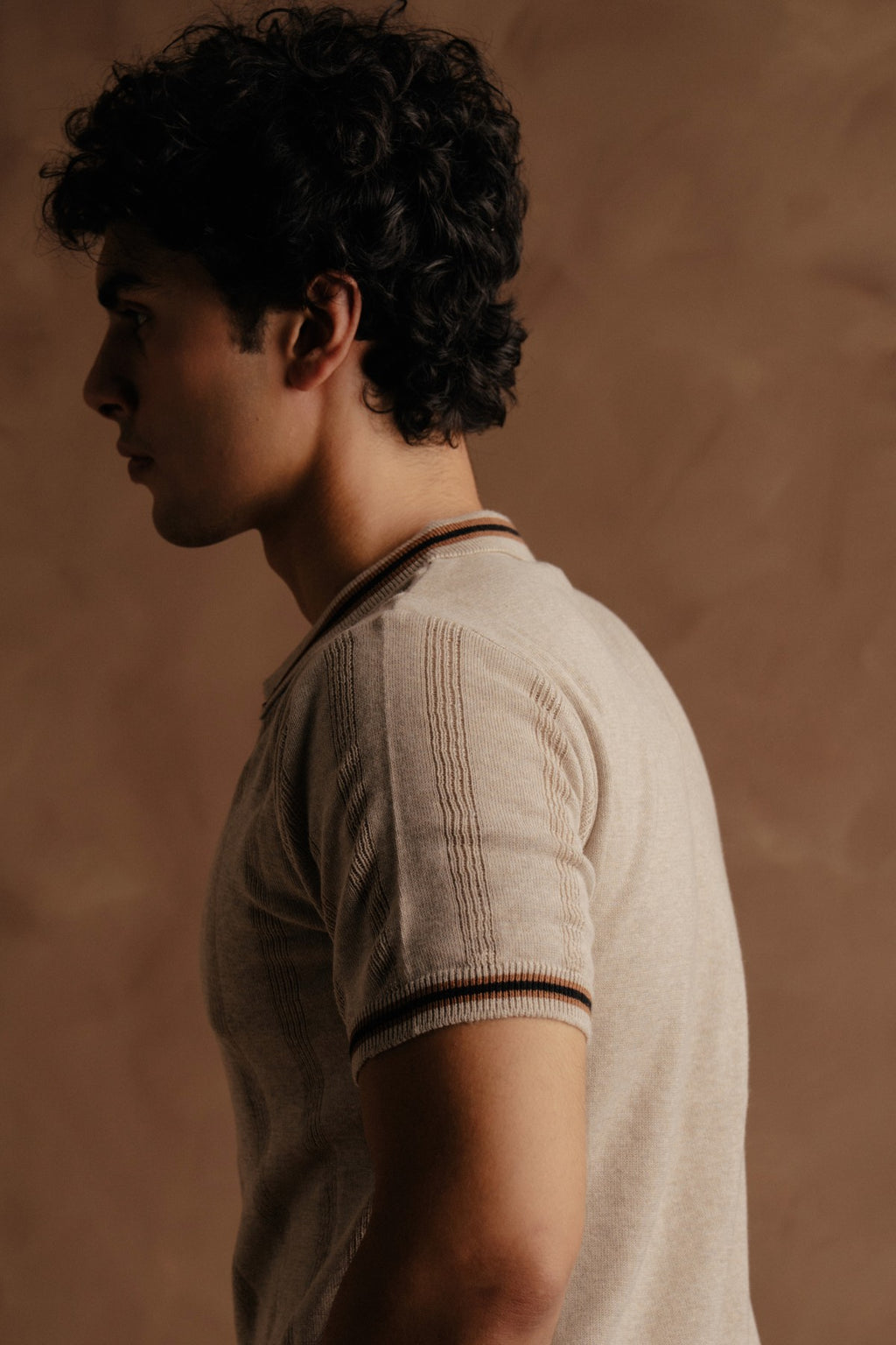 Jacquard Knit Shirt - Beige